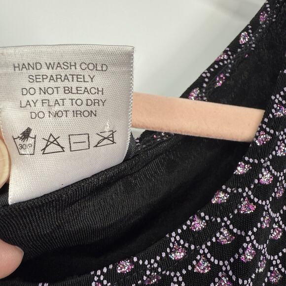 Citiknits Glitter Tank Top Women Size Large Pink Black Slinky Scoopneck Pullover - Picture 7 of 8